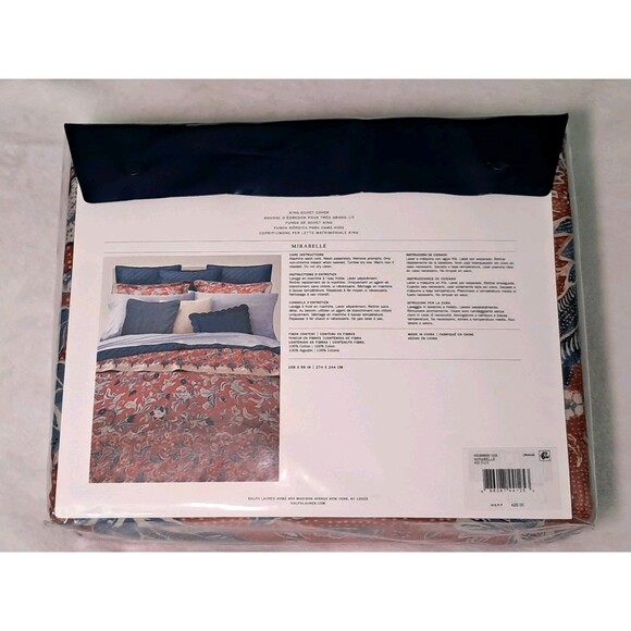 Ralph Lauren Mirabelle Duvet Cover King Bed Orange Cotton 108x96in $425 NEW - Picture 5 of 9